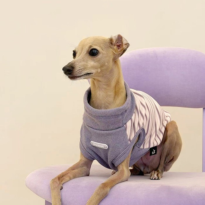 Milk‑Strip Warm Wool Turtleneck Pet Sleeveless Vest