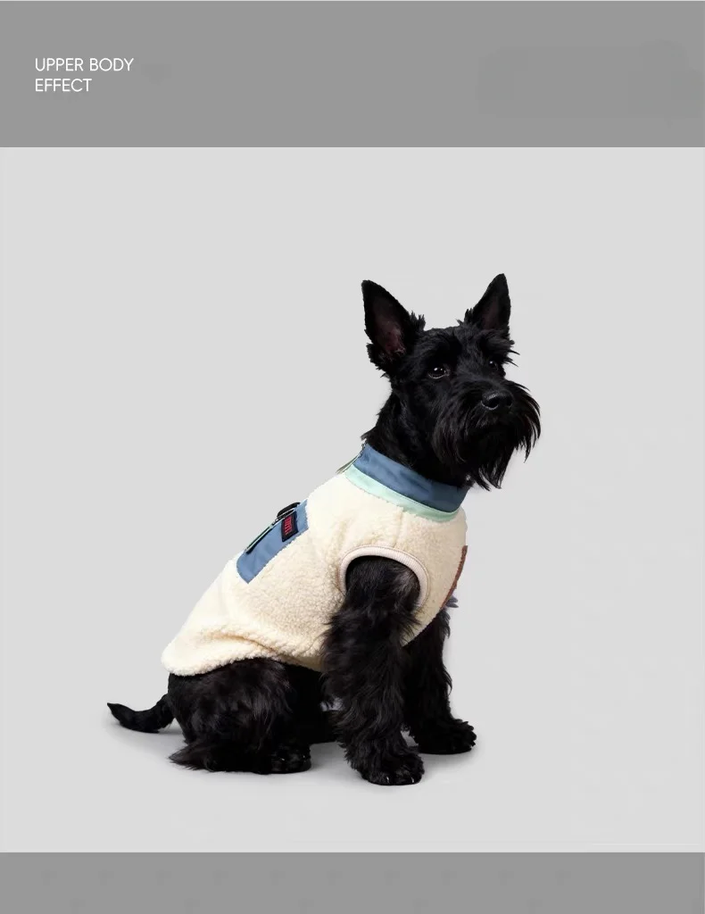 Sherpa Fleece Dog Vest Zipper Warm Pet Jacket With D‑ring