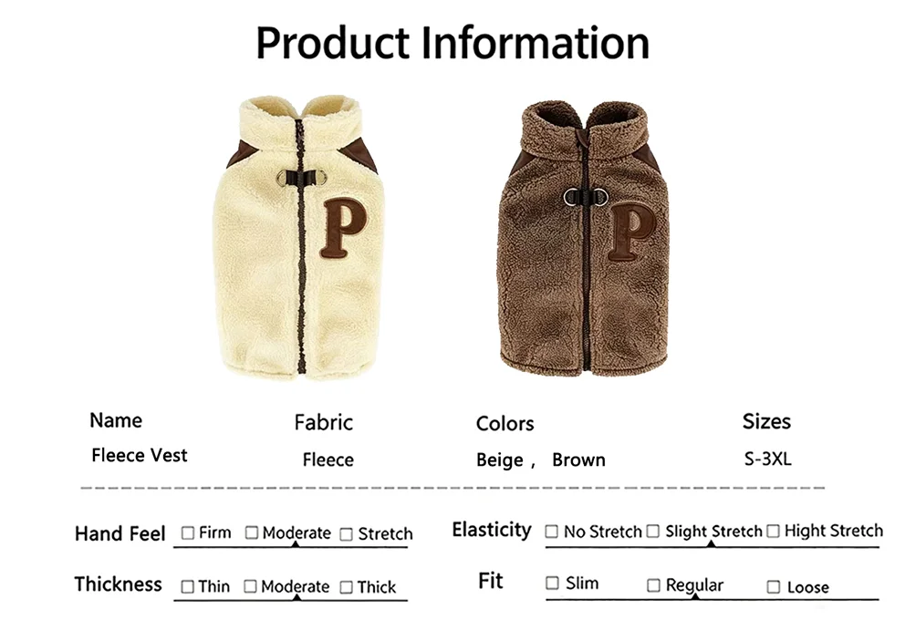 Dog Winter Fleece Vest