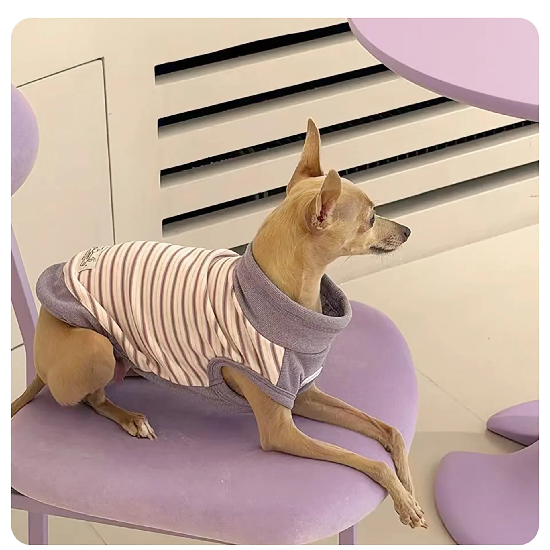 Milk‑Strip Warm Wool Turtleneck Pet Sleeveless Vest
