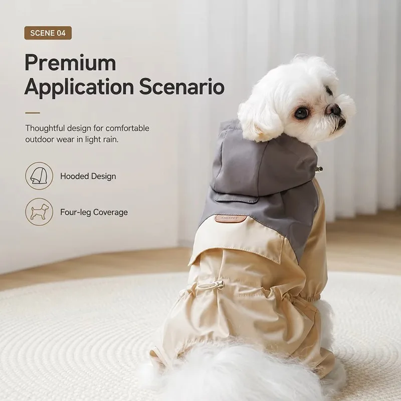 Color Block Four‑Legged Dog Raincoat With Hood - Image 3