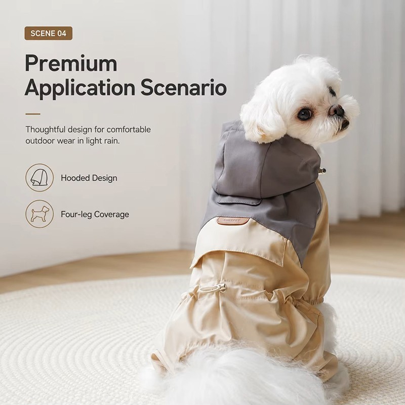Color Block Four‑Legged Dog Raincoat With Hood