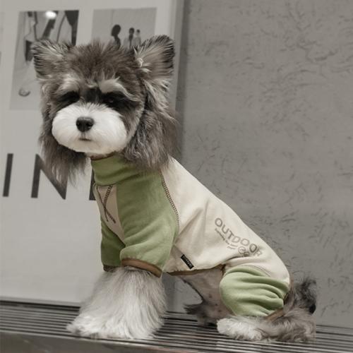 Dog Clothes Autumn Winter Four-Leg Bottoming Schanery Collar Color Matching Warm Velvet Basic Puppy