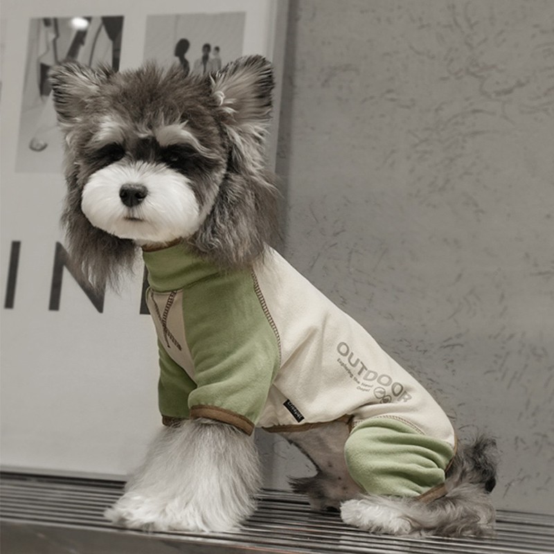 Dog Clothes Autumn Winter Four-Leg Bottoming Schanery Collar Color Matching Warm Velvet Basic Puppy