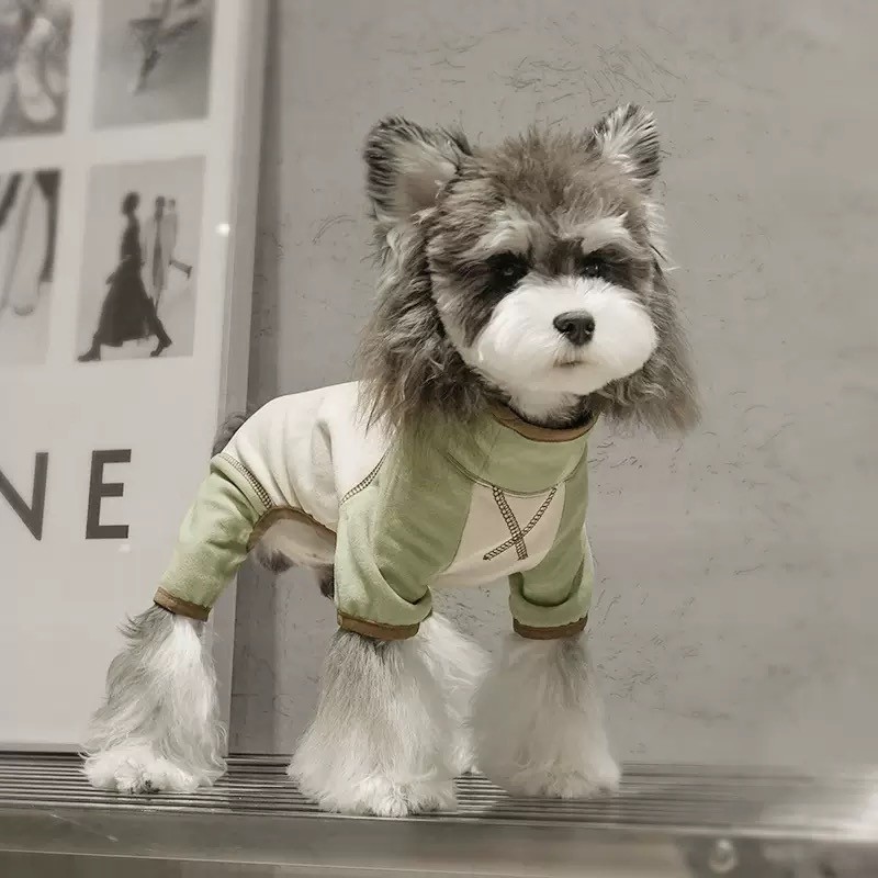 Dog Clothes Autumn Winter Four-Leg Bottoming Schanery Collar Color Matching Warm Velvet Basic Puppy