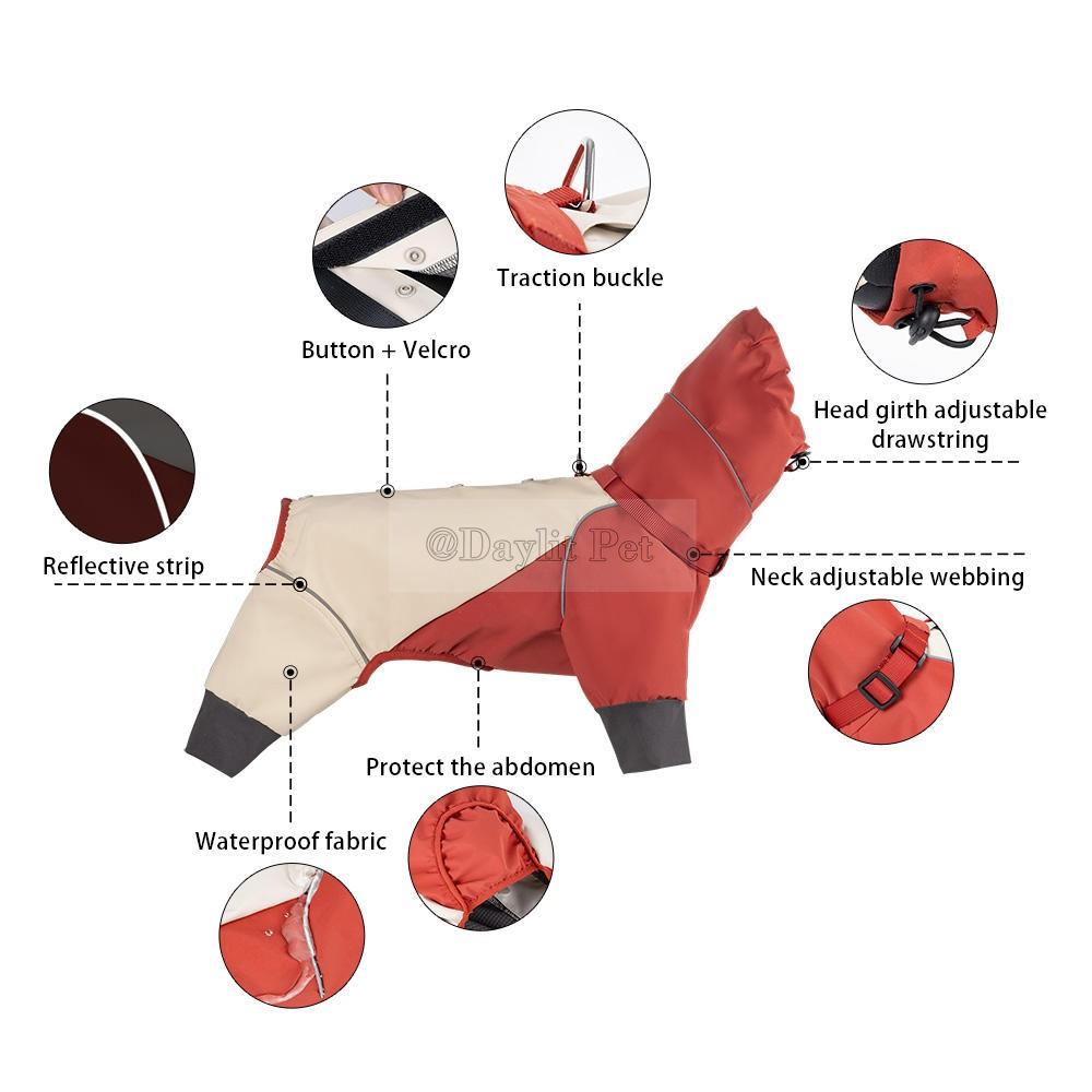 Dog Raincoats Waterproof Jumpsuit Pet Adjustable Luxury Raincoat Packable Raincoat for Dogs