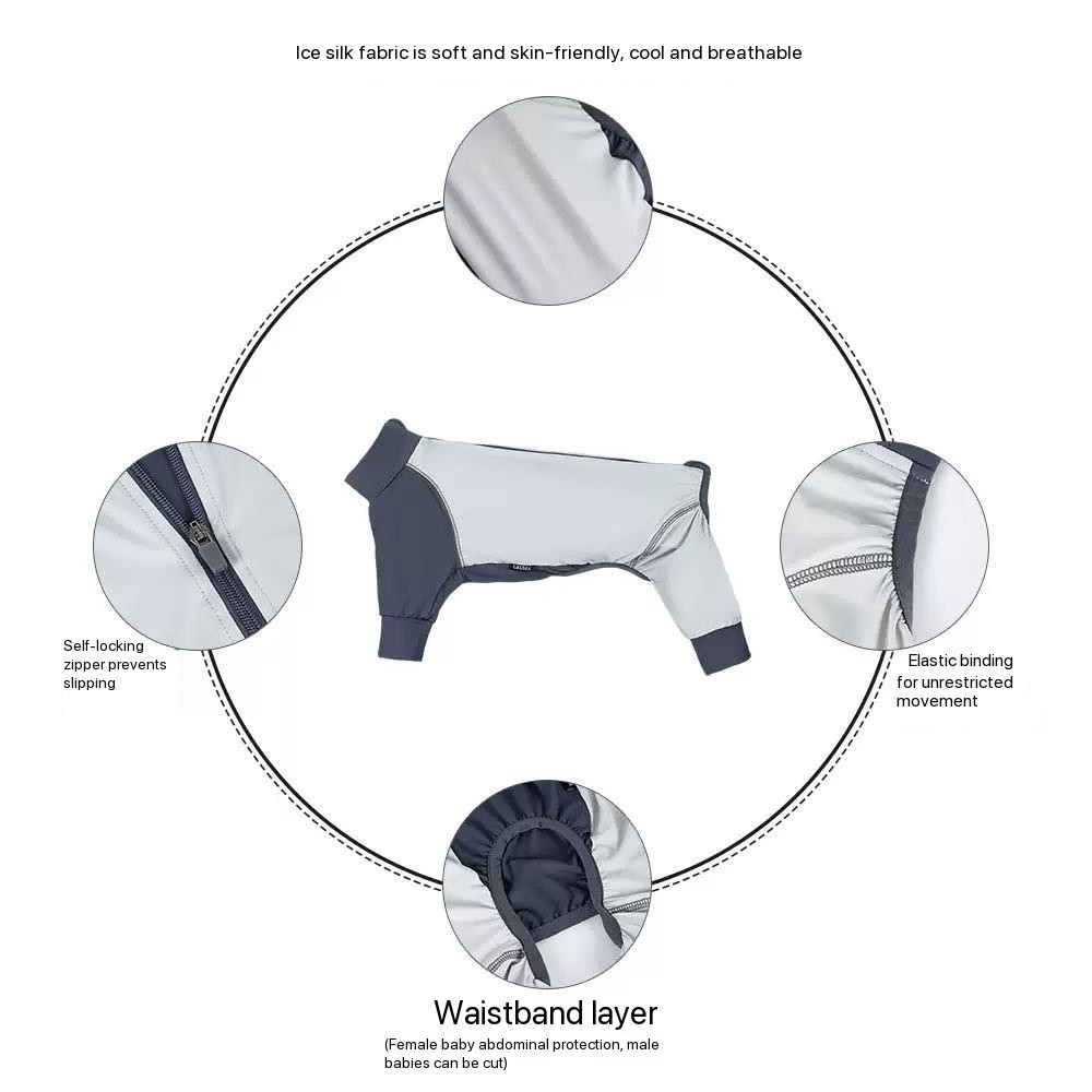 Ice Silk Breathable Dog Sunscreen Jumpsuit, Cooling Sun Protection Shirt for Small & Medium Dogs