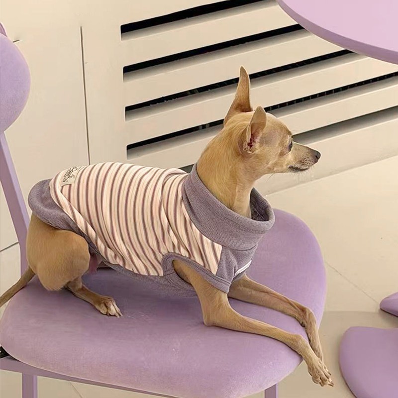 Milk‑Strip Warm Wool Turtleneck Pet Sleeveless Vest