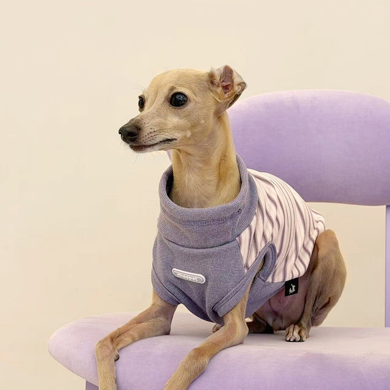 Milk‑Strip Warm Wool Turtleneck Pet Sleeveless Vest