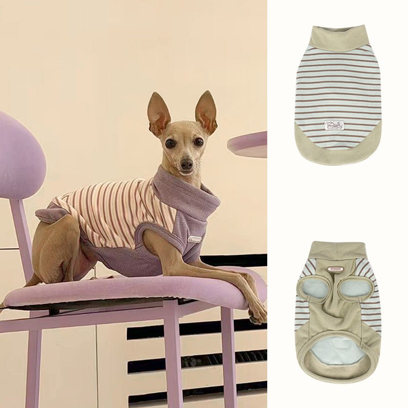 Milk‑Strip Warm Wool Turtleneck Pet Sleeveless Vest
