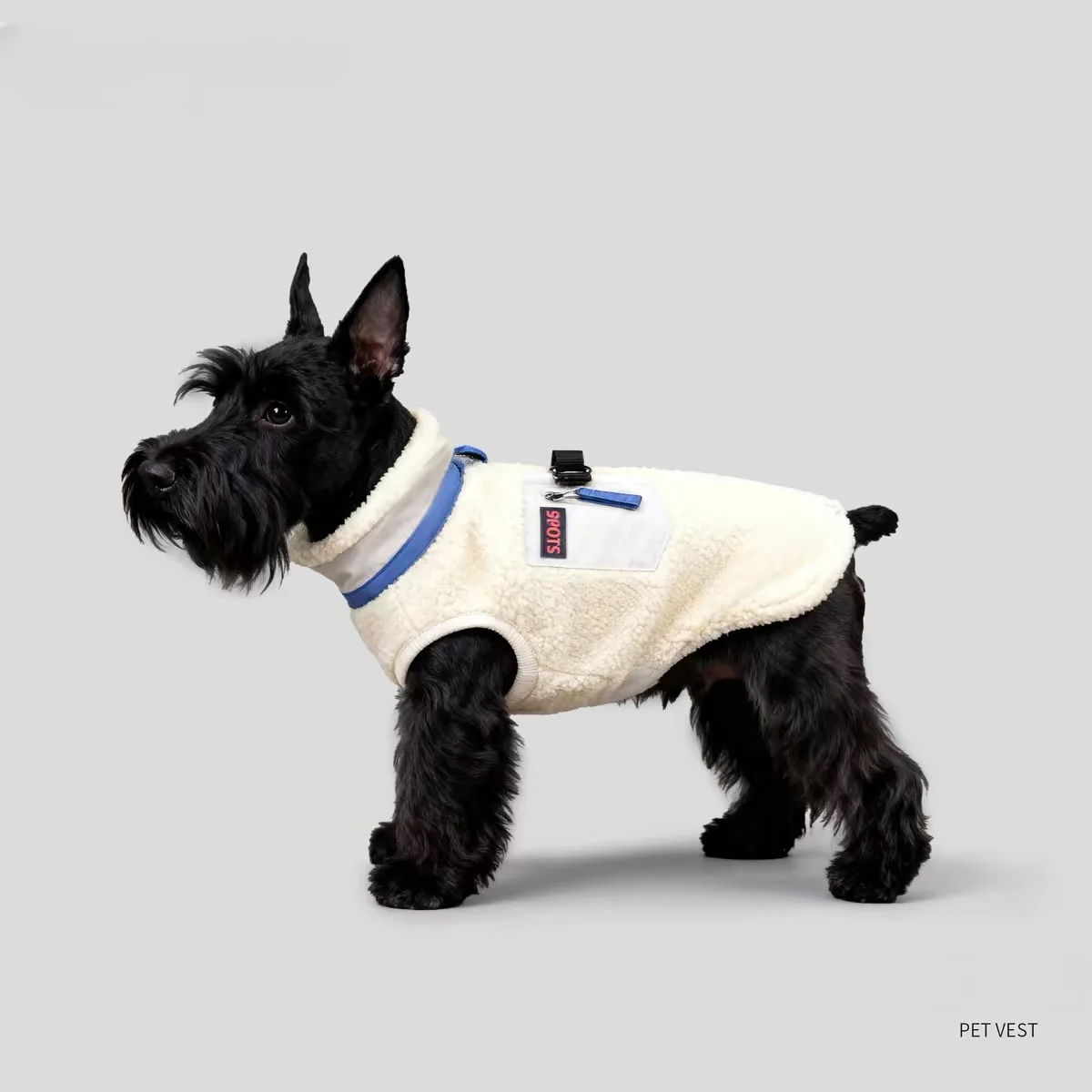 Sherpa Fleece Dog Vest Zipper Warm Pet Jacket With D‑ring - Image 2