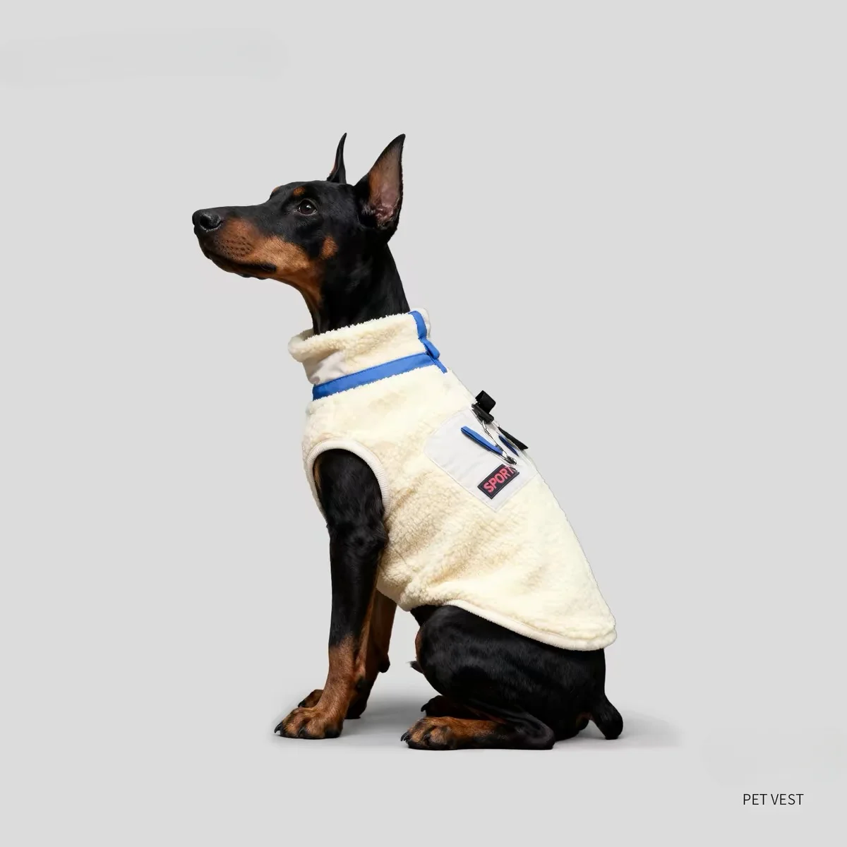 Sherpa Fleece Dog Vest Zipper Warm Pet Jacket With D‑ring - Image 3