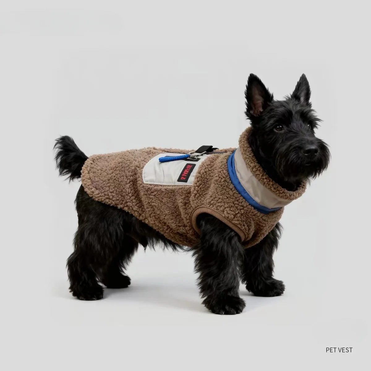 Sherpa Fleece Dog Vest Zipper Warm Pet Jacket With D‑ring - Image 4