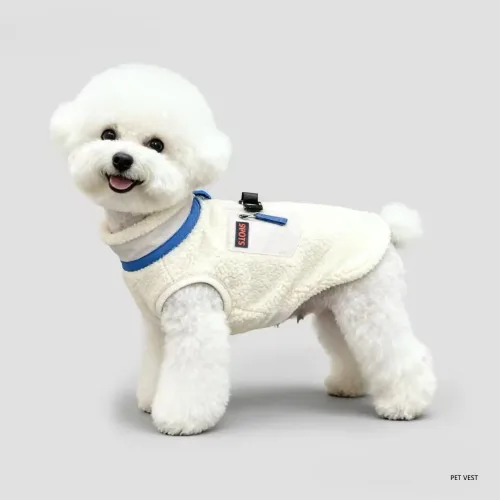 Sherpa Fleece Dog Vest Zipper Warm Pet Jacket With D‑ring