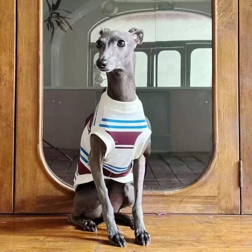 Vintage Stripe Knit Sleeveless Dog Vest Casual Pullover Top For Greyhound Whippet