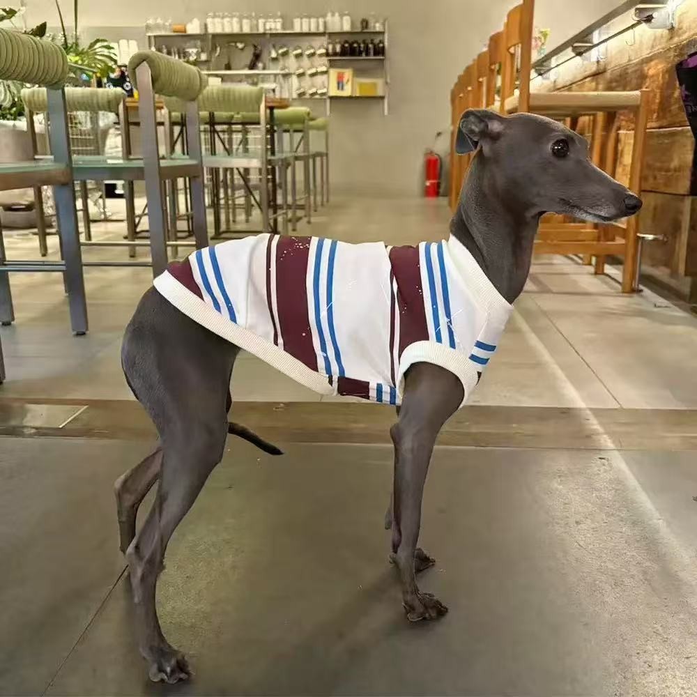 Vintage Stripe Knit Sleeveless Dog Vest Casual Pullover Top For Greyhound Whippet