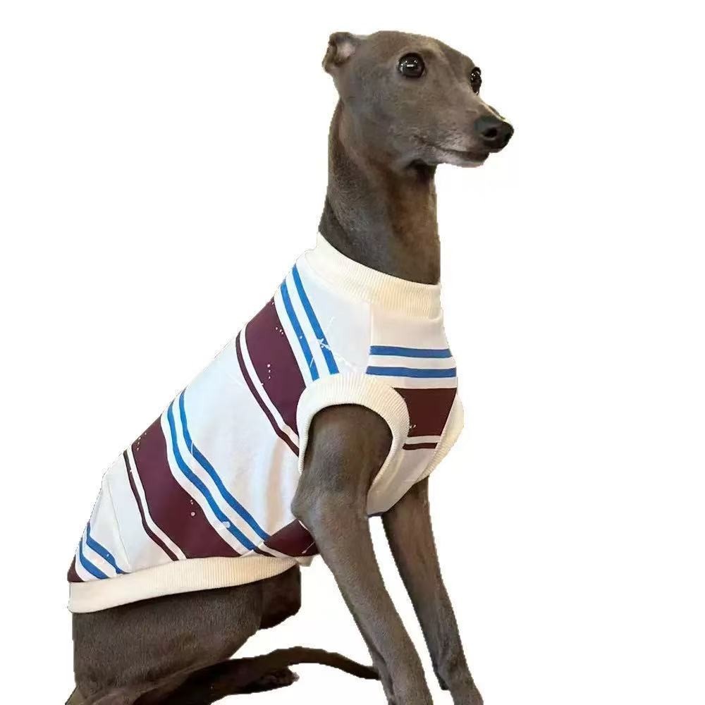 Vintage Stripe Knit Sleeveless Dog Vest Casual Pullover Top For Greyhound Whippet