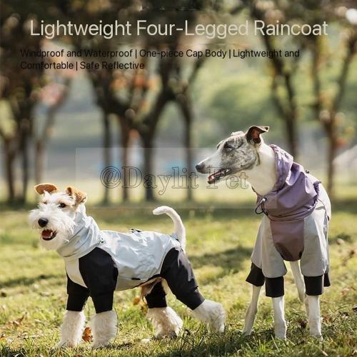 Waterproof Breathable Adjustable 4-Legged Dog Raincoat with Reflective Strips Custom Logo Available All Seasons