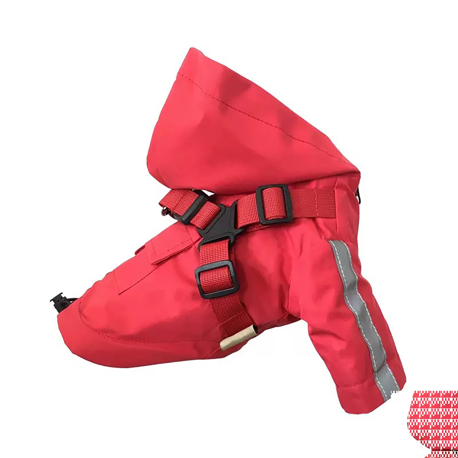 Waterproof Dog Raincoat With Harness Reflective Strip Hooded Pet Rain Jacket Adjustable Buckle Outdoor Dog Rain Coat