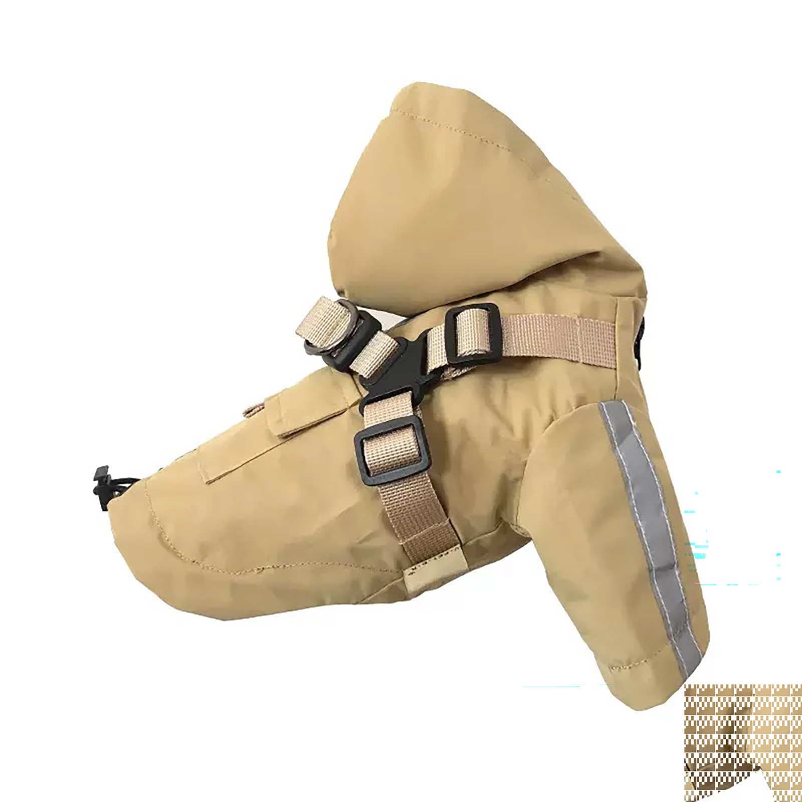Waterproof Dog Raincoat With Harness Reflective Strip Hooded Pet Rain Jacket Adjustable Buckle Outdoor Dog Rain Coat