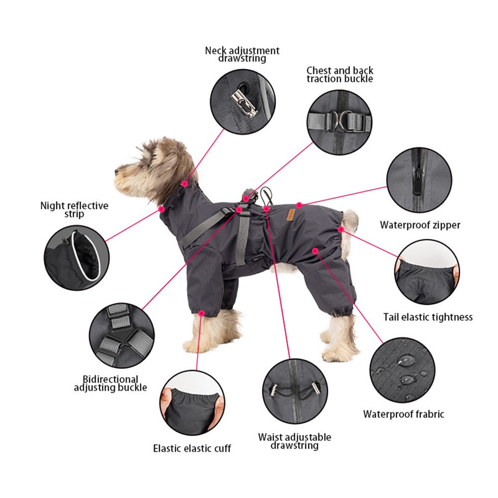 Wholesale OEM/ODM Luxury Reflective Dog Raincoat Pet Clothes Waterproof Raincoat for Small and Big Dogs Apparel Dog Clothing
