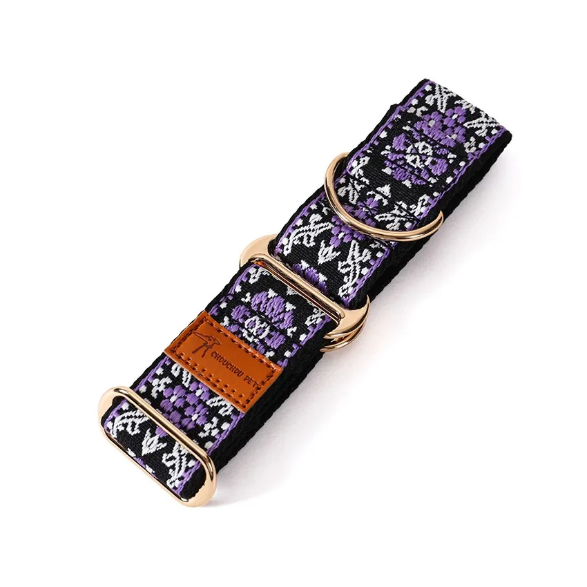 Bohemian Floral Wide Dog Collar Ethnic Jacquard Neck Strap - Image 5