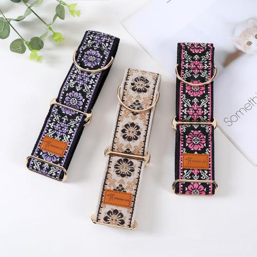 Bohemian Floral Wide Dog Collar Ethnic Jacquard Pet Neck Strap