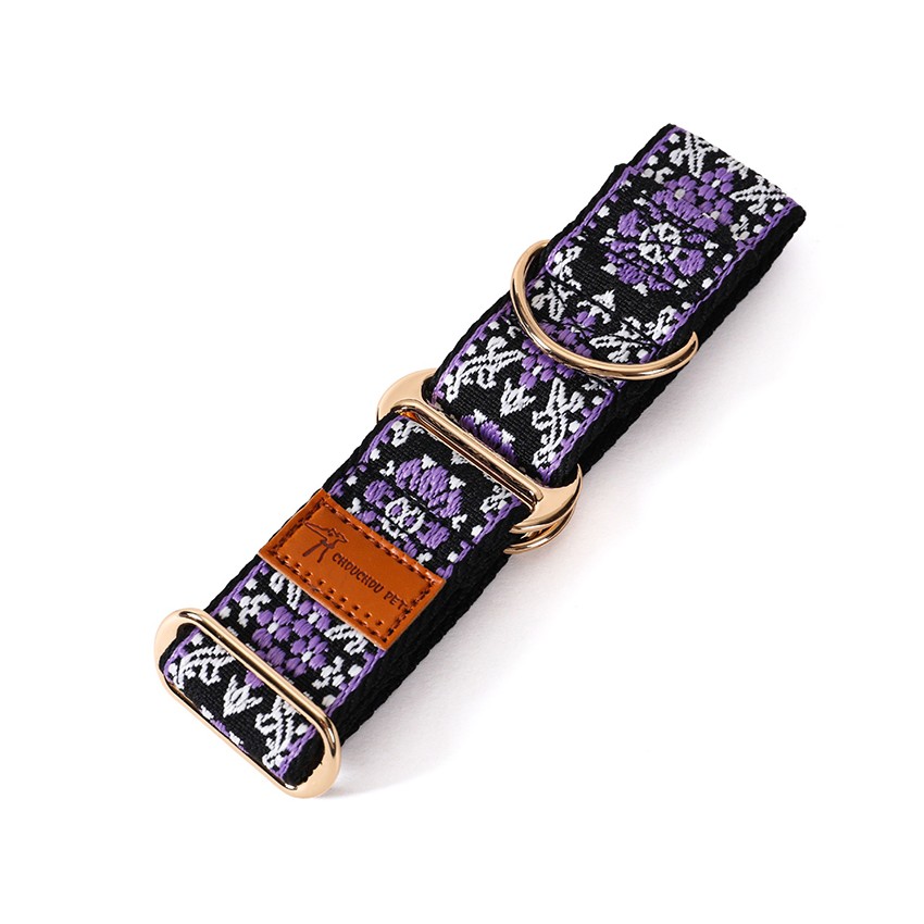 Bohemian Floral Wide Dog Collar Ethnic Jacquard Pet Neck Strap