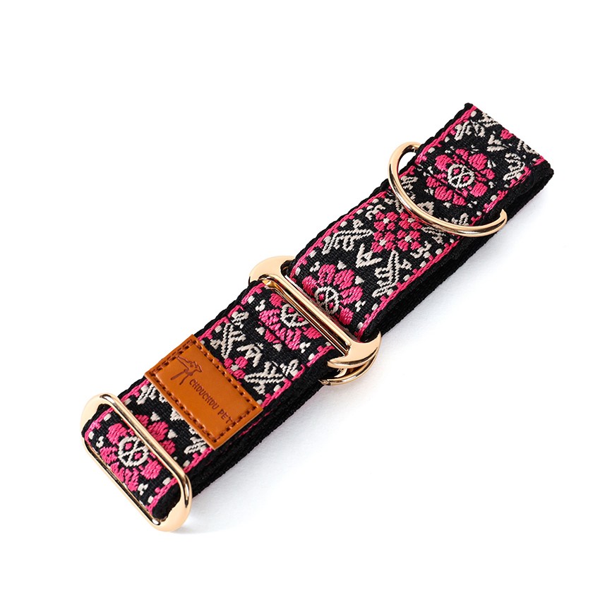 Bohemian Floral Wide Dog Collar Ethnic Jacquard Pet Neck Strap